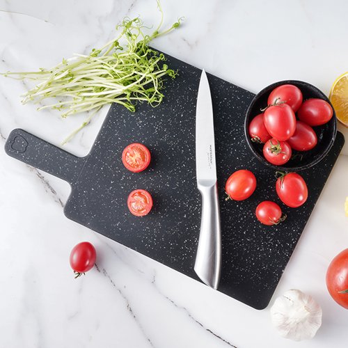 Set of cutting boards with marble pattern on stand - 3 pcs