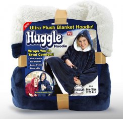 TV hoodie / blanket with hood - blue