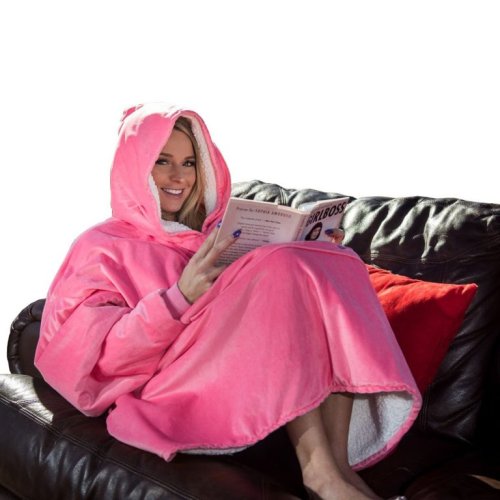 Bluza ciepła koc oversize - różowy