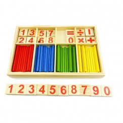 Wooden educational abacus with chopsticks
