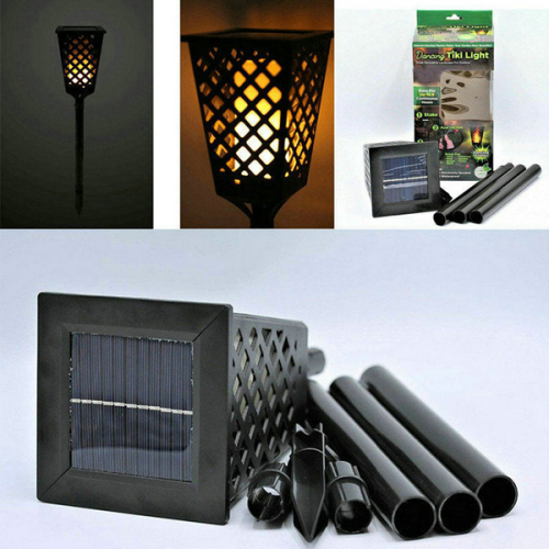 Garden solar lamp with the effect of a blazing fire