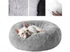 Furry dog bed 60cm - grey