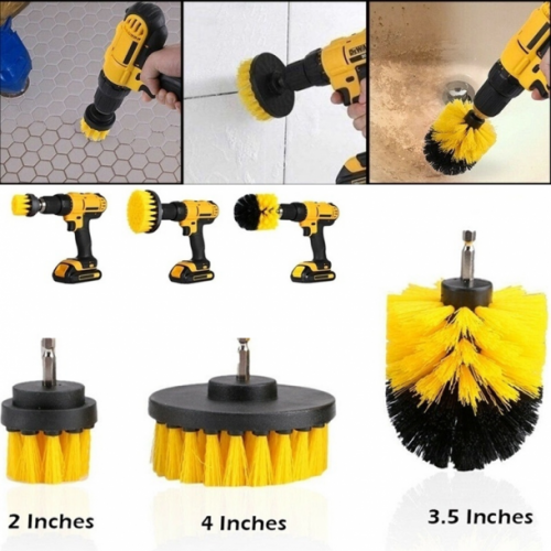 Set of cleaning brushes for a drill