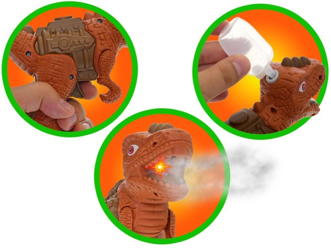 Dinoworld dinosaurus 17cm na baterie se světlem a zvukem vytvářející páru