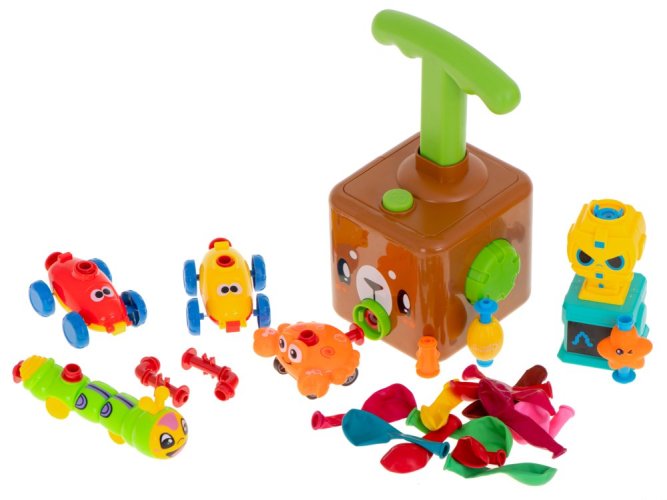 Aerodynamiczna wyrzutnia balonów z misiem w samochodzie