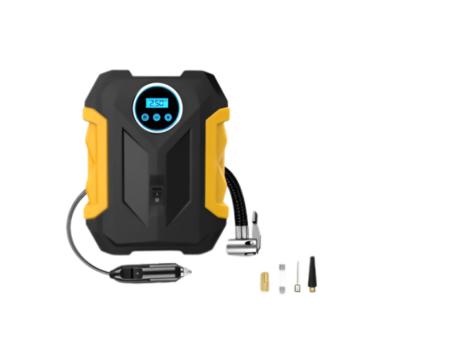 Portable car compressor with LED lighting
