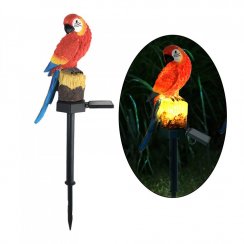 Dekoratívna LED solárna lampa Papagáj - červená