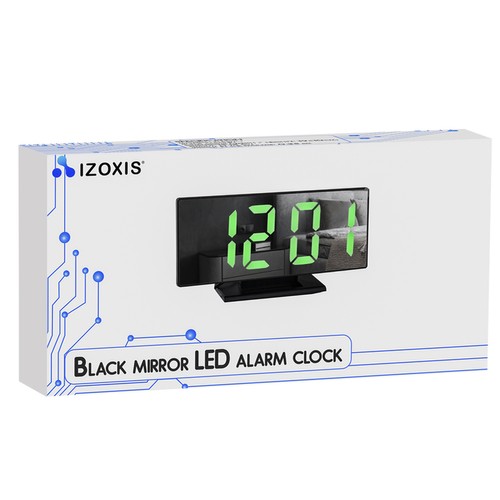 LED zrcadlový budík černý
