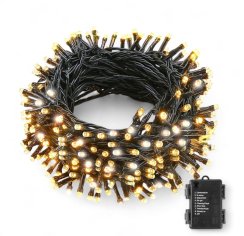 Venkovní vánoční řetěz 5 m 50 LED na baterie s časovačem - teplá bílá