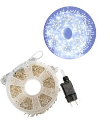 Venkovní vánoční nano řetěz 10 m 300 LED se záblesky s časovačem průhledný kabel - studená bílá