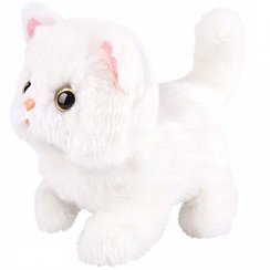 Interactive plush white kitten