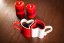 Romantic red and white ceramic cups