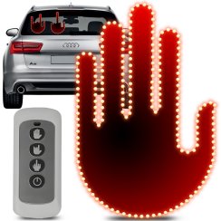 LED signalizátor gest na zadní sklo auta – prostřední prst + dálkové ovládání