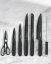 Set of kitchen knives with marble pattern and stand - 8 pcs