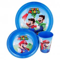 Children's plastic Super Mario tableware - plate, bowl, cup