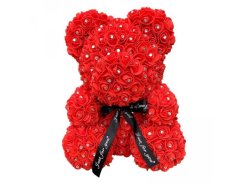 Miś wykonany z róż z cyrkoniami - 25 cm