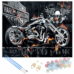 Maľba podľa čísel 40x50 cm - motocykel Harley Davidson