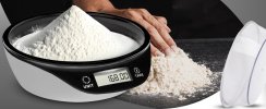 Elektroniczna waga kuchenna z miską precyzyjna czarno-biała 5 kg