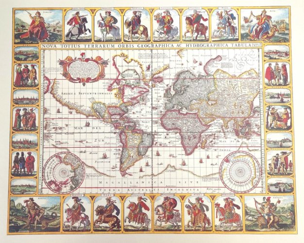 Historyczna mapa świata - N. I. Piscator 1652