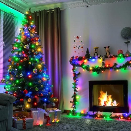 Vnitřní vánoční řetěz 5 m 50 LED na baterie - barevný