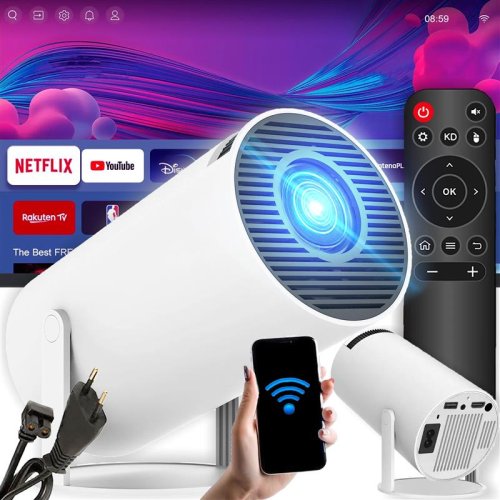 Android TV WiFi Full HD Máy chiếu thông minh di động có loa xoay