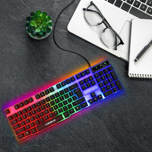 Herní klávesnice LED s podsvícením pro hráče, membránová, USB, NumLock