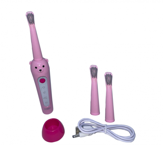 Dobíjacia detská zubná elektrická kefka TEDDY BEAR - ružová