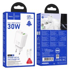 Gentle PD30W dual port adaptér Type-C to Lightning BÍLÝ