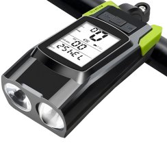 Cyklistická lampička, světlo na ventil LED + počítač + klakson, zvonek, přední, zadní LED