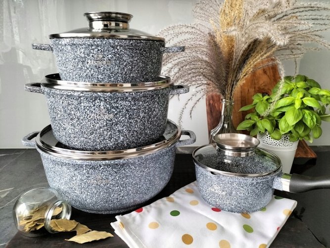 Modern set of marble pots - 14pcs