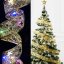 Wstążka świąteczna z dekoracjami LED 2M - złota