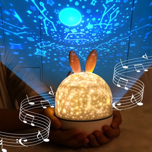 Children's night projection lamp with music