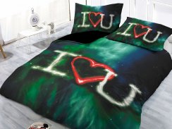 3D Microsatin bed linen I LOVE YOU - green 140x200 and 70x90cm