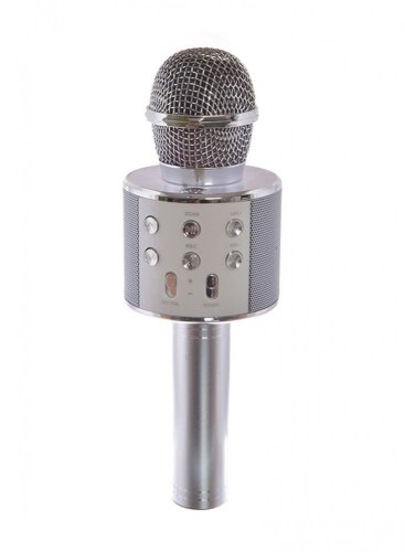 Bezdrátový karaoke mikrofon WS-858 - Stříbrný