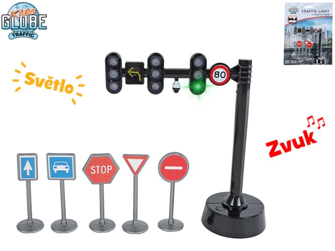 Detská dopravná súprava Kids Globe Traffic + 11,5 cm batériové semafory so svetlom a zvukom na kartičke