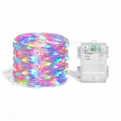 Venkovní vánoční mikro řetěz 5 m 50 LED na baterie s časovačem - barevný