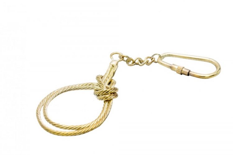 Brass keyring with double knot