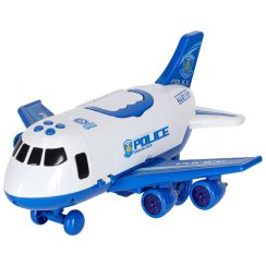 Transportní letadlo s 3 policejními auty a doplňky – se světlem a zvukem