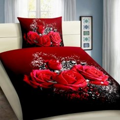 3D Microsatin bed linen KITSICE ROSES - red 140x200 and 70x90cm
