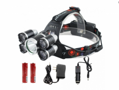 Rechargeable headlamp 5X LED 9W with zoom
