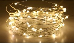 Vnitřní vánoční mikro řetěz 5 m 50 LED na baterie s časovačem - teplá bílá (WSaaa3258)
