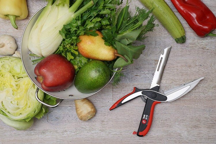 Universal 6 in 1 Smart Food Chopper with Cutting Board Stainless Steel Multipurpose Kitchen Scissors for