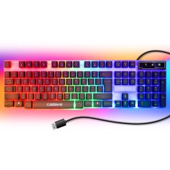 Herní klávesnice LED s podsvícením pro hráče, membránová, USB, NumLock