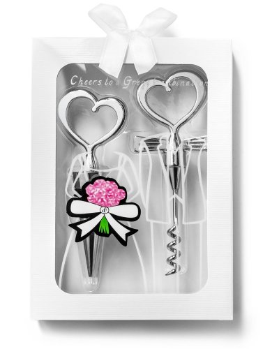 Heart-shaped wine stopper and opener - WHITE