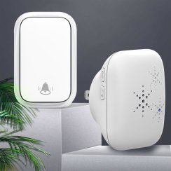 Bezprzewodowy wodoodporny dzwonek do drzwi IP44, biały, głośny, zewnętrzny