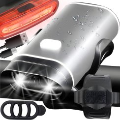 Cyklistická světla LED přední + zadní na řídítka silná USB