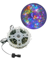 Venkovní vánoční nano řetěz 10 m 300 LED se záblesky s časovačem zelený kabel - barevný