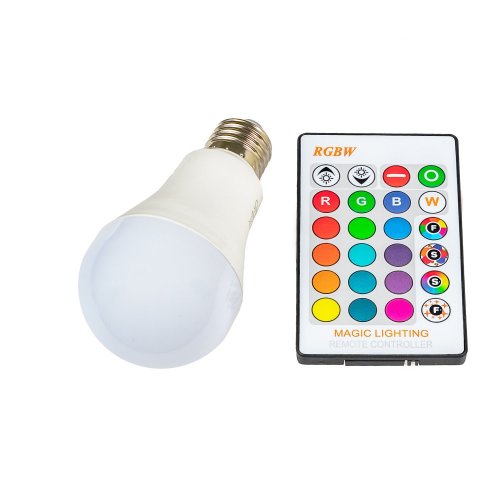 Dimmable LED RGBW bulb A60 with remote control E27 / 9W / 230V