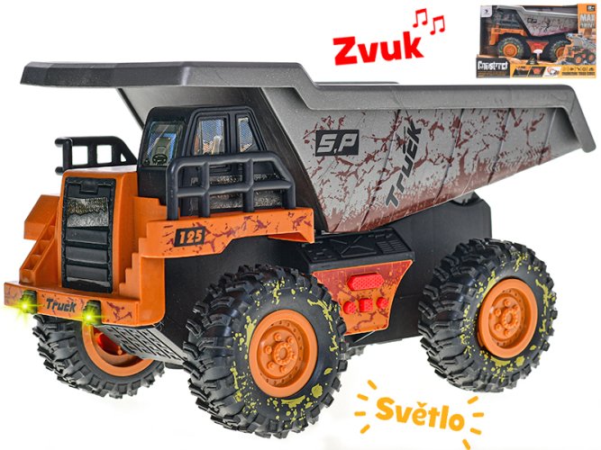 25 cm batériovo poháňané stavebné sklápače s osvetlením a zvukom v krabici
