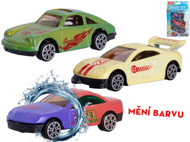 Auto 7 cm kovové voľne bežiace meniace farbu